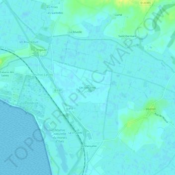 Carte topographique Les Fontaines, altitude, relief