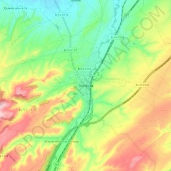 Carte topographique Briviesca, altitude, relief