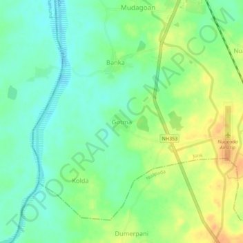 Carte topographique Gotma, altitude, relief