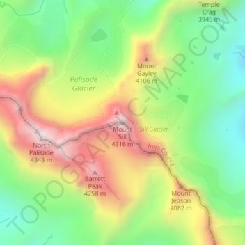 Carte topographique Mount Sill, altitude, relief