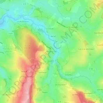 Carte topographique Moulin la Cour, altitude, relief