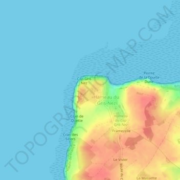 Carte topographique Cap Gris-Nez, altitude, relief