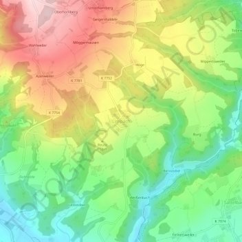 Carte topographique Limpach, altitude, relief