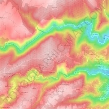 Carte topographique Cormes, altitude, relief