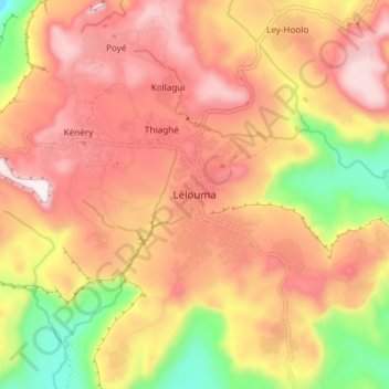 Carte topographique Lélouma, altitude, relief