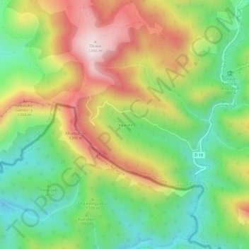 Carte topographique Orgarate, altitude, relief