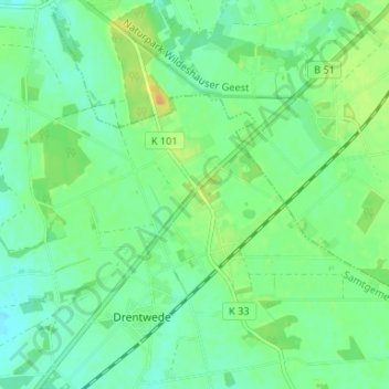 Carte topographique Holzkrug, altitude, relief