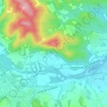 Carte topographique Sant Julià, altitude, relief