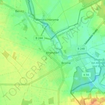 Carte topographique Altendorf, altitude, relief