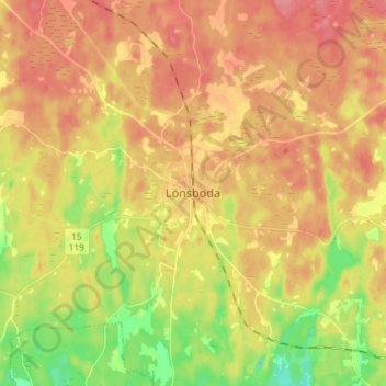 Carte topographique Lönsboda, altitude, relief