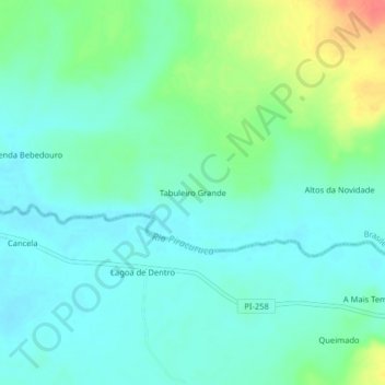 Carte topographique Tabuleiro Grande, altitude, relief