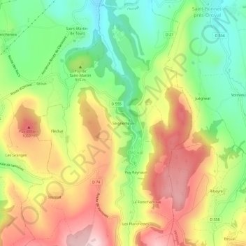 Carte topographique Seignemaux, altitude, relief