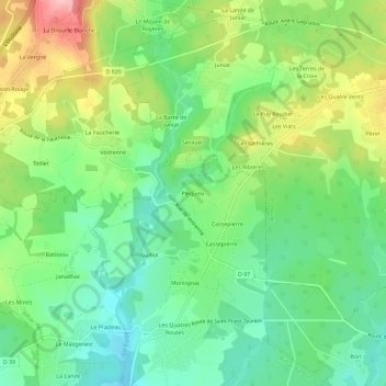 Carte topographique Pléqueix, altitude, relief