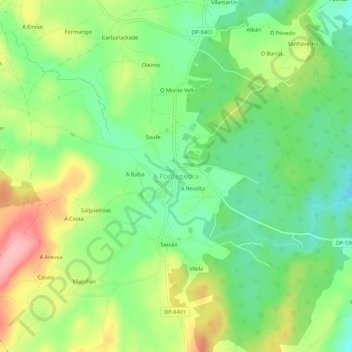 Carte topographique A Pontepedra, altitude, relief