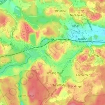 Carte topographique Segersjö, altitude, relief