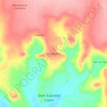 Carte topographique Saco dos Bois, altitude, relief