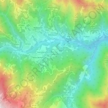 Carte topographique Chiaberge, altitude, relief