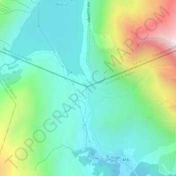 Carte topographique Col du Lukmanier, altitude, relief