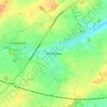 Carte topographique Willemeau, altitude, relief