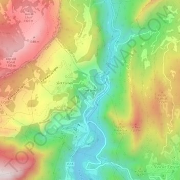 Carte topographique Sant Josep, altitude, relief