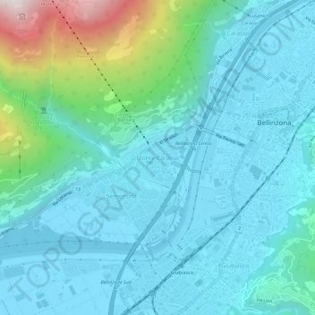 Carte topographique Monte Carasso, altitude, relief