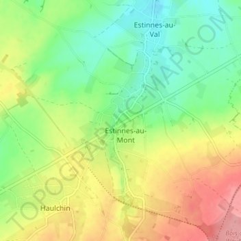 Carte topographique Estinnes, altitude, relief