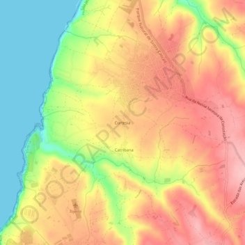 Carte topographique Cortesia, altitude, relief