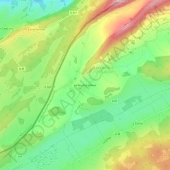 Carte topographique Le Bas-du-Cerneux, altitude, relief