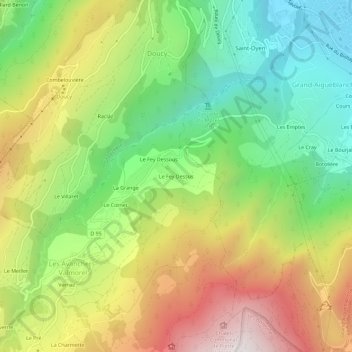 Carte topographique Le Fey Dessus, altitude, relief