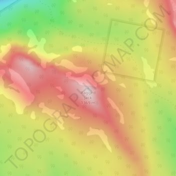 Carte topographique Ragged Jack, altitude, relief