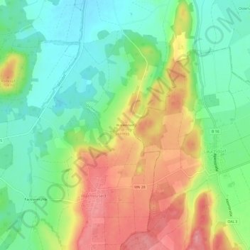 Carte topographique Wallenried, altitude, relief
