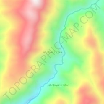 Carte topographique Sibalaya Utara, altitude, relief