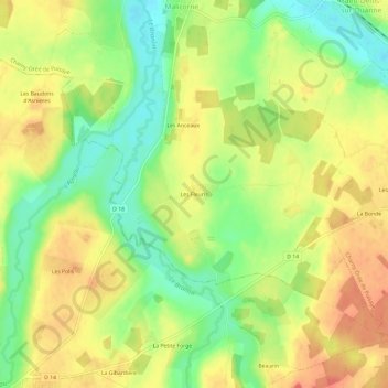 Carte topographique Les Fleuris, altitude, relief