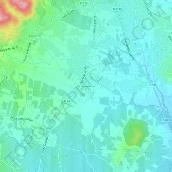 Carte topographique La Rouviérette, altitude, relief