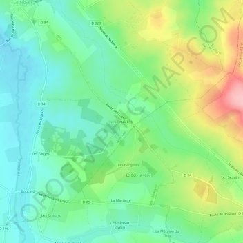 Carte topographique Les Pradelles, altitude, relief