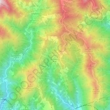 Carte topographique Tuvio, altitude, relief