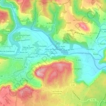 Carte topographique Chabiscol, altitude, relief