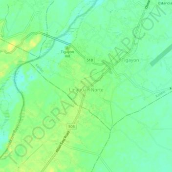 Carte topographique Taghangin, altitude, relief