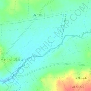 Carte topographique Los Codrios, altitude, relief