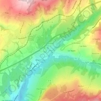 Carte topographique Le Plot, altitude, relief
