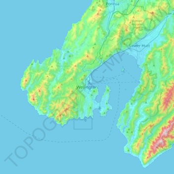 Carte topographique Wellington, altitude, relief