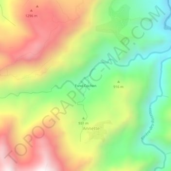 Carte topographique Fond Cochon, altitude, relief