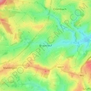 Carte topographique Braunlauf, altitude, relief