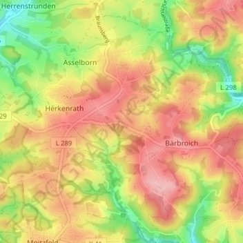 Carte topographique Oberheide, altitude, relief