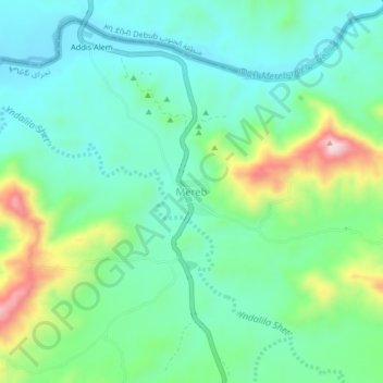 Carte topographique Mereb, altitude, relief
