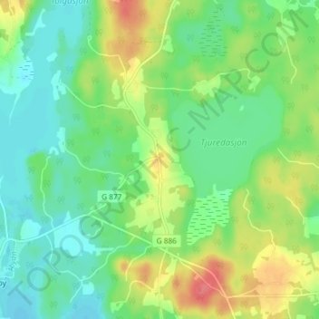 Carte topographique Tjureda, altitude, relief