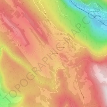 Carte topographique La Rivolière, altitude, relief