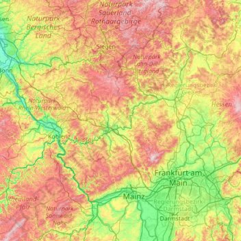 Carte topographique Limburg-Weilburg, altitude, relief