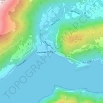 Carte topographique Valldal, altitude, relief
