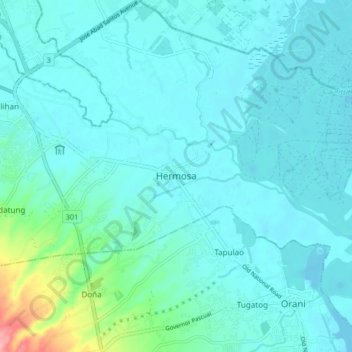 Carte topographique Hermosa, altitude, relief